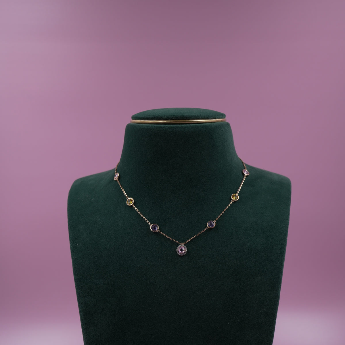 Amethyst (Purple) & Golden Yellow Citrine Chain