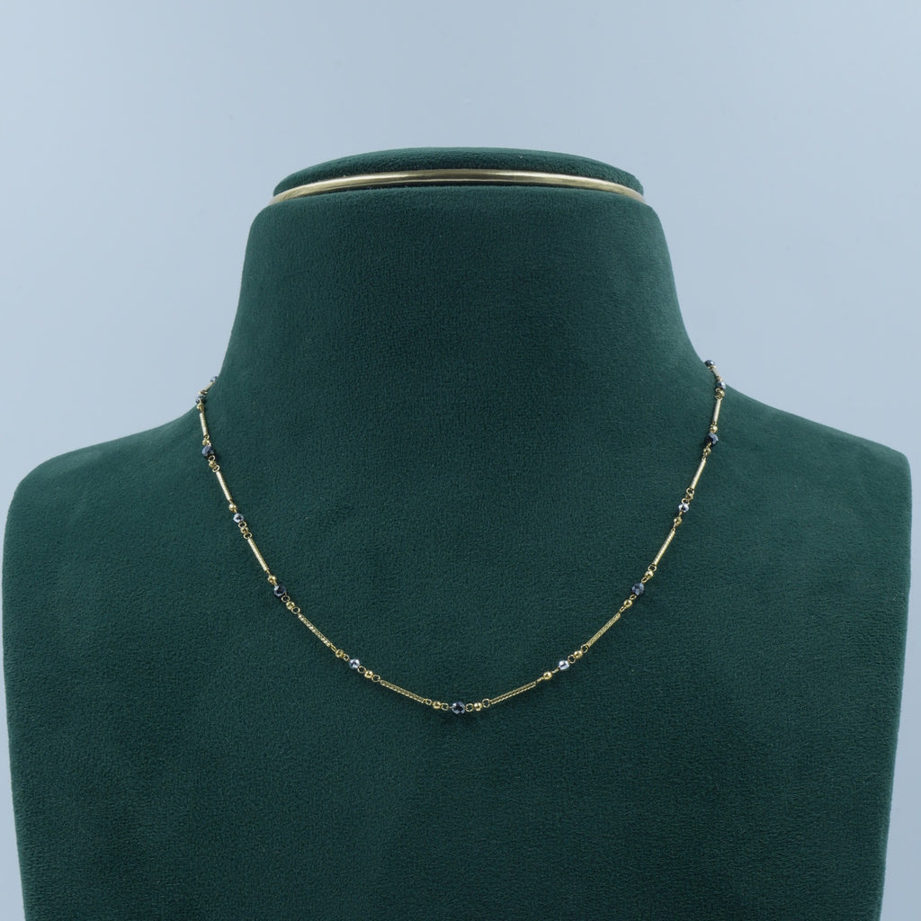 Black Bead & Gold Pipe Chain