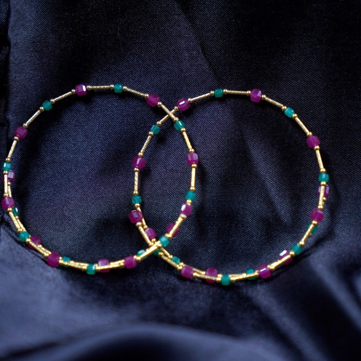 Ruby & Emerald Single Layer Bangles