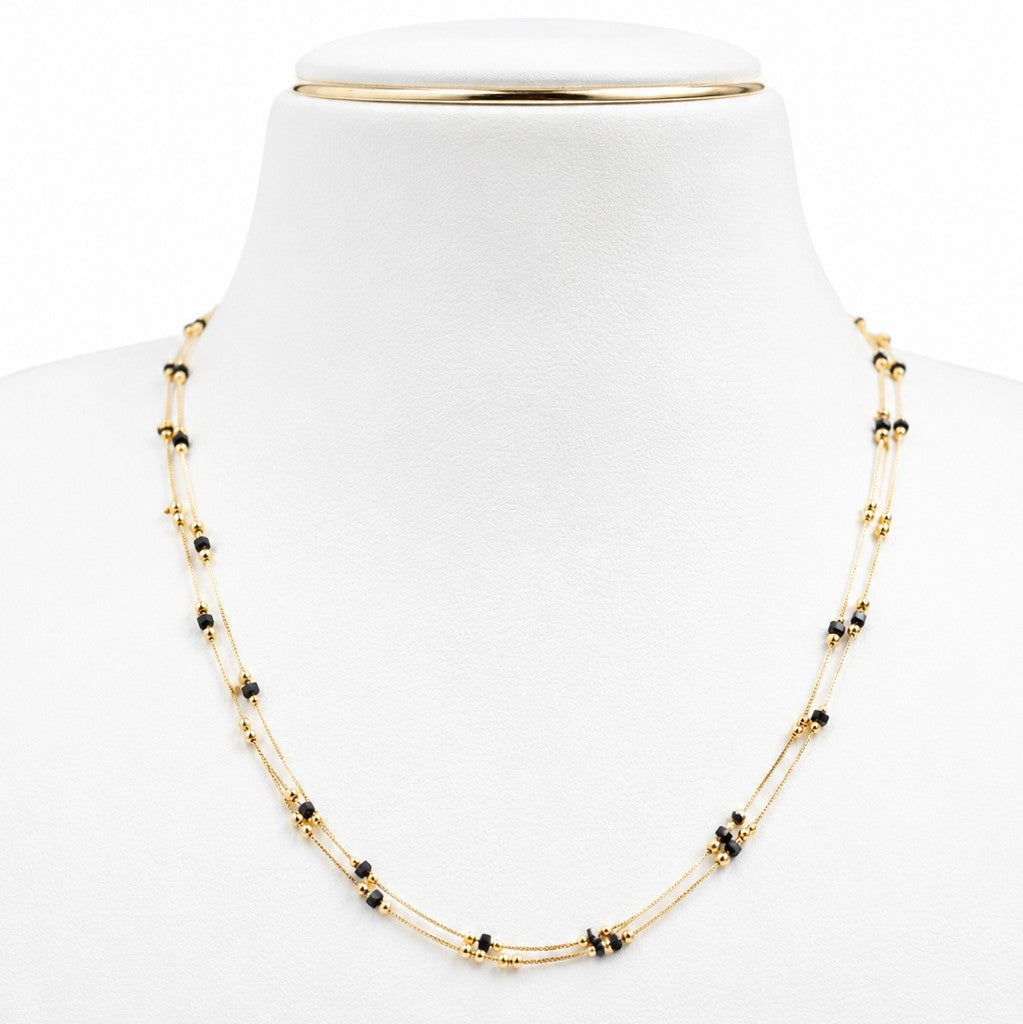 Square Black Bead 2 - Layers Chain