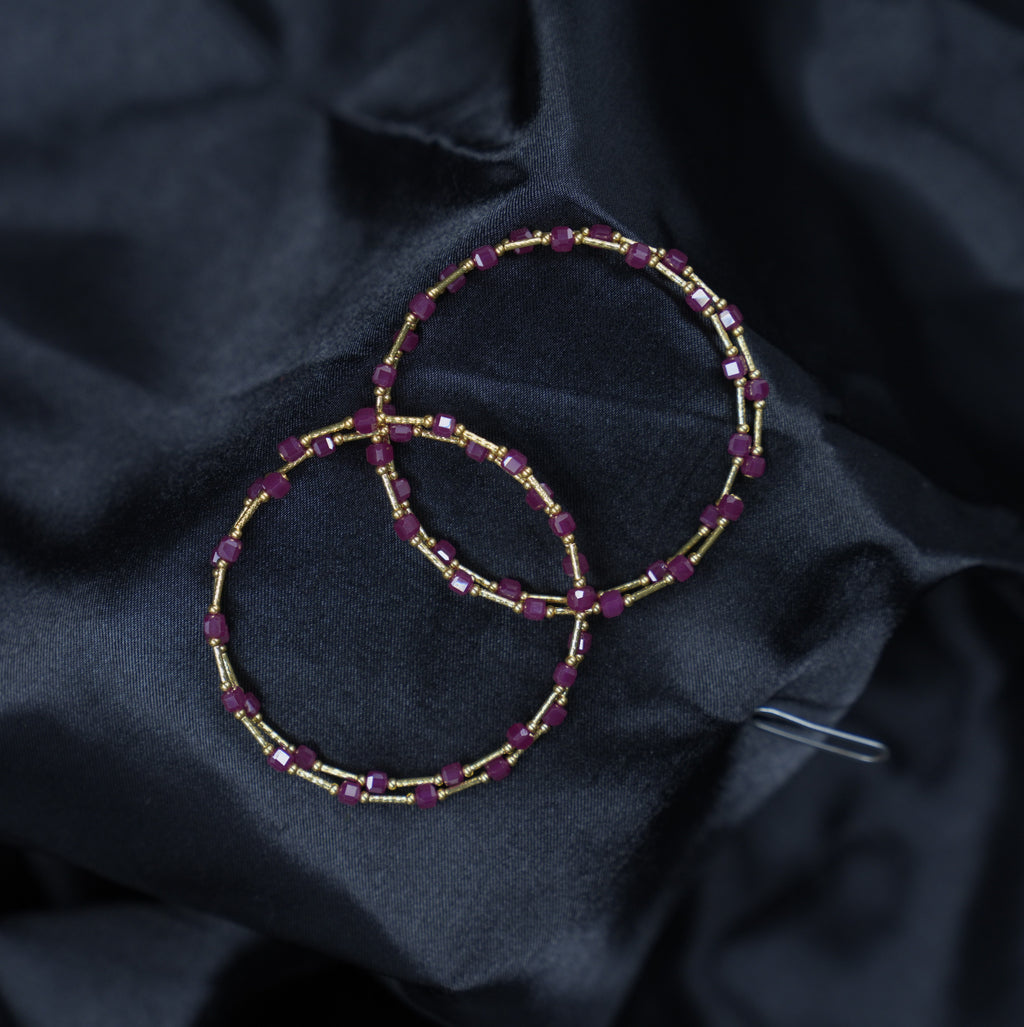 Square Ruby Spiral Double Layer Bangle